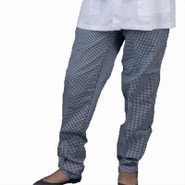 Ref: PGOx Pantalón Cocinero de tela con goma en cintura y bolsillo CUADROS AZULES
